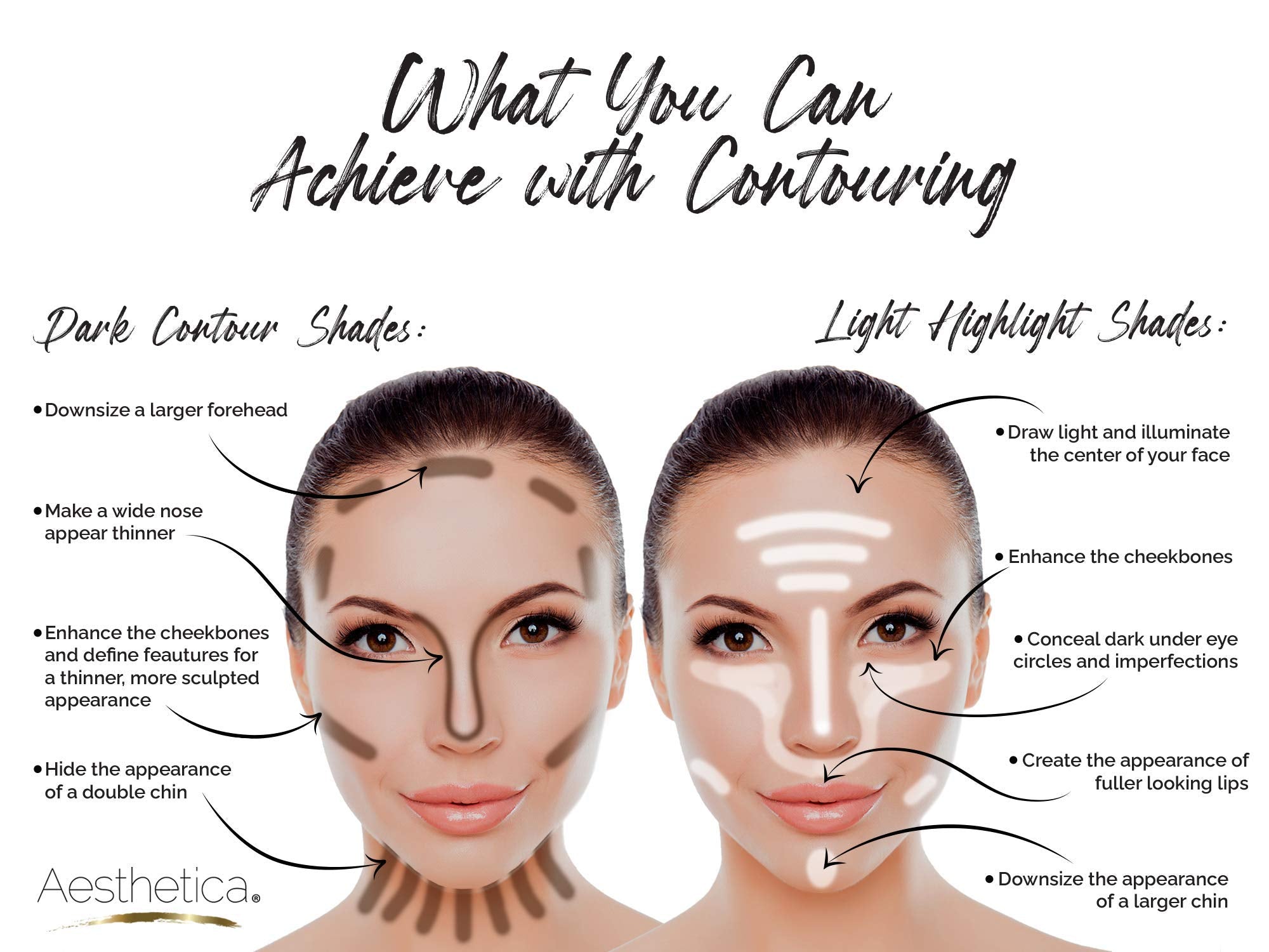 Aesthetica Cream Contour Kit pans showing 3 contour shades and 3 highlighters for versatile sculpting.