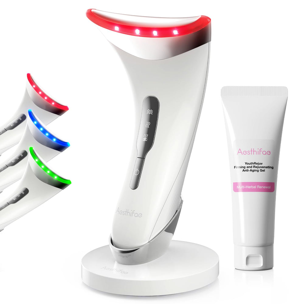 Aesthifae red-light-therapy-face-neck demonstrates targeted energy for radiant, even-toned skin.