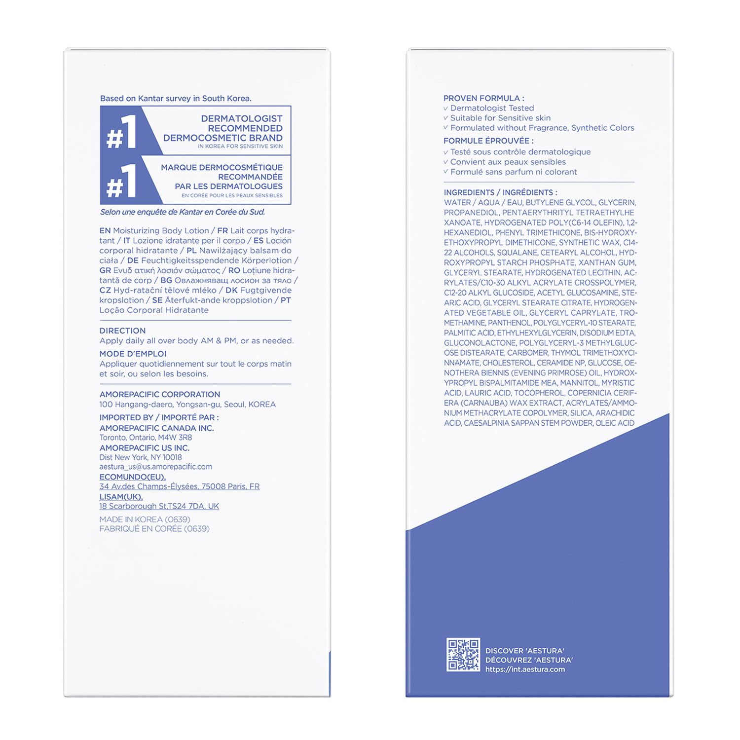AESTURA ATOBARRIER365 400ml bottle size indicates long-lasting daily use.