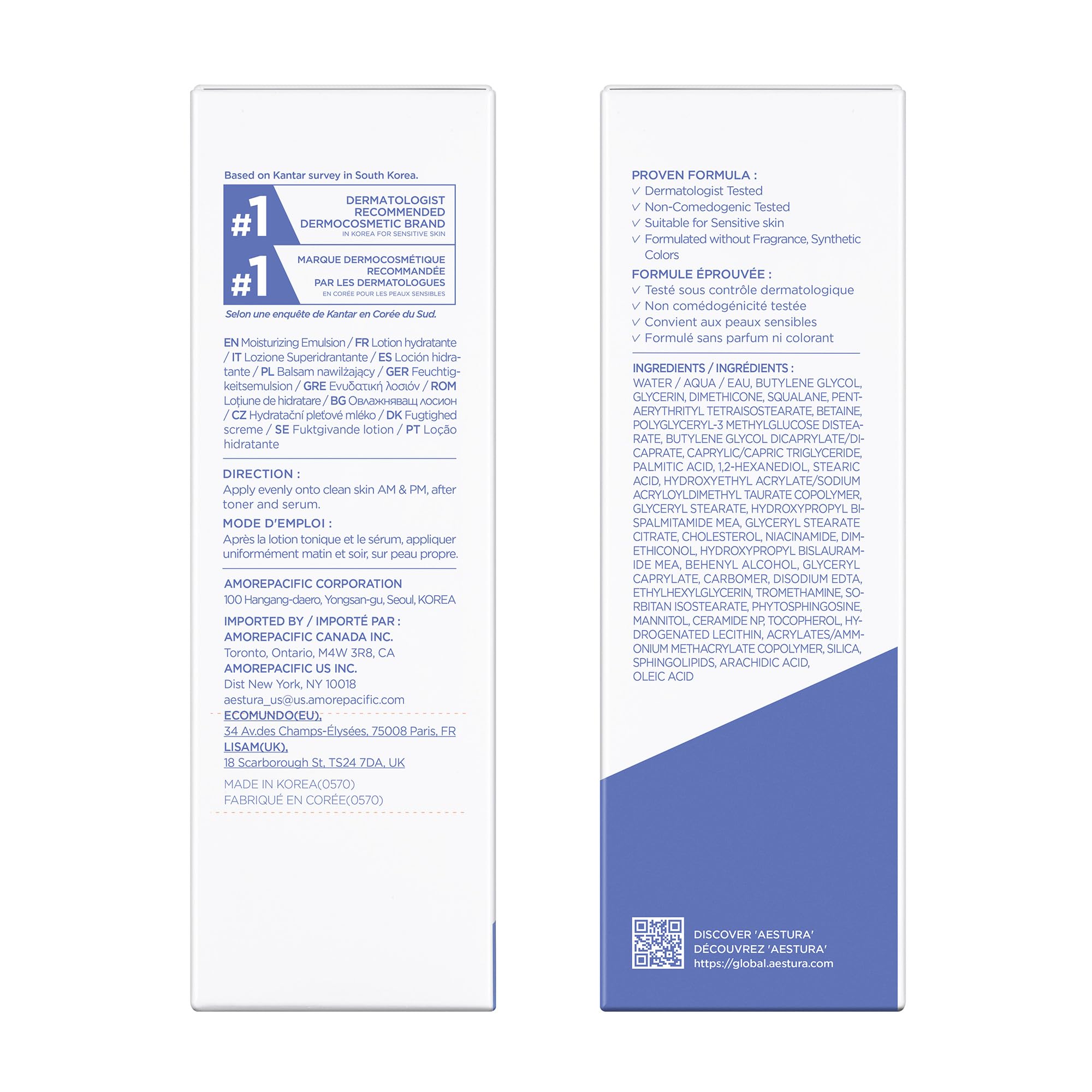 AESTURA ATOBARRIER365 packaging shot shows 90 ml convenient size.