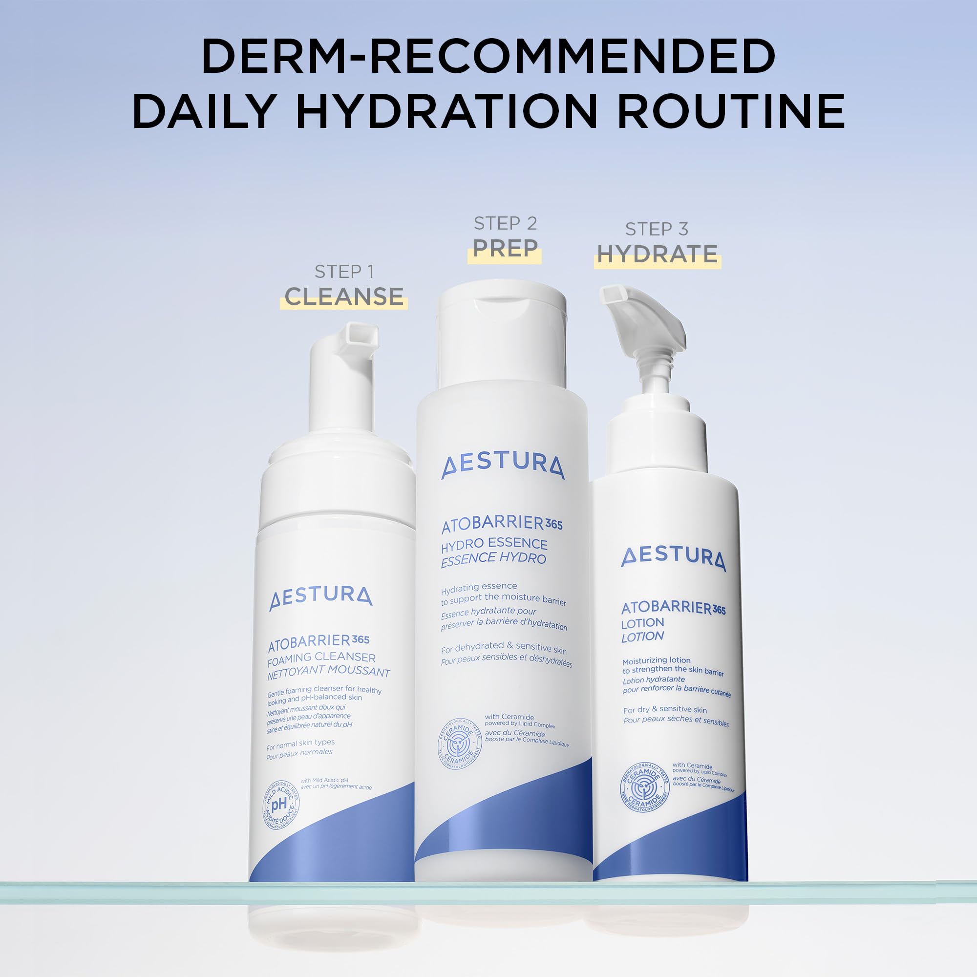 AESTURA ATOBARRIER365 results chart references reduced flakiness and barrier repair signals.