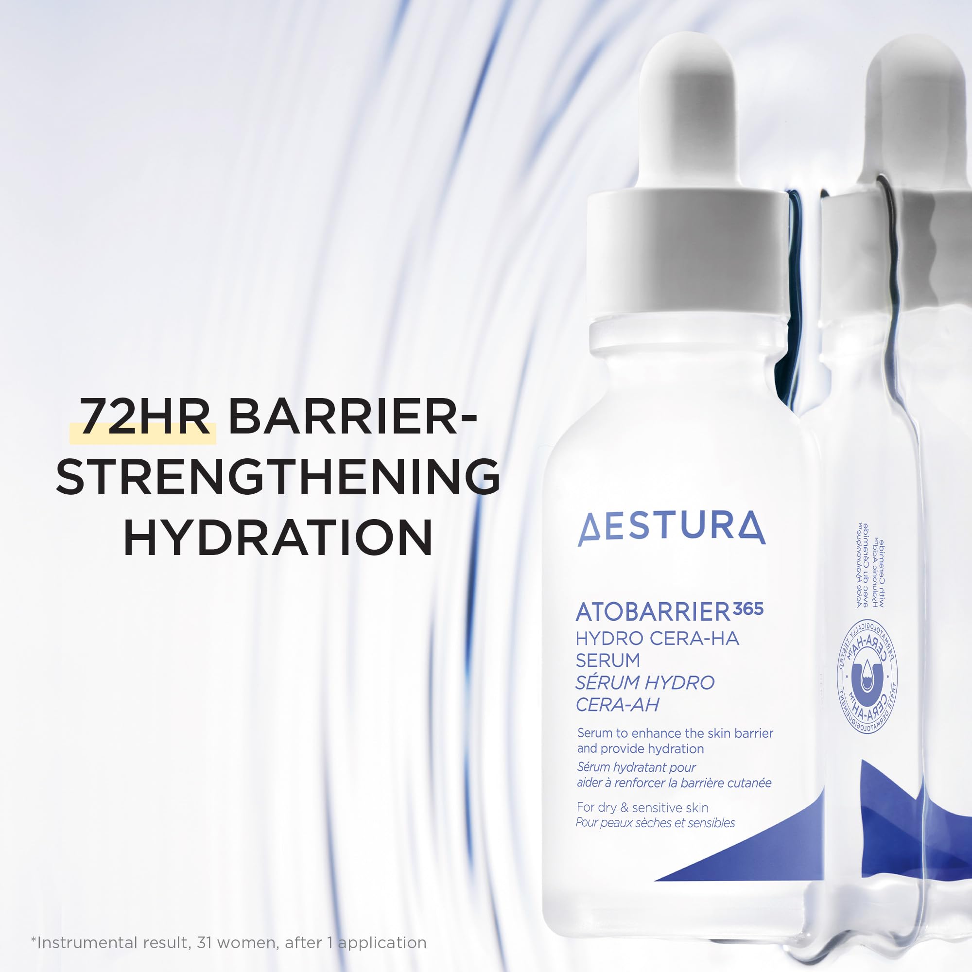 AESTURA ATOBARRIER365 hyaluronic-acid glow shot for intense hydration.