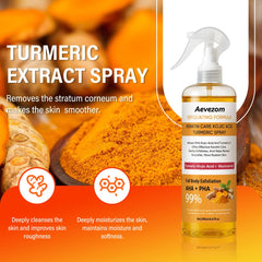 Aevezom Body Keratin Care Turmeric Spray mist on arm showing even coverage.