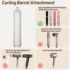 AFDD Shark FlexStyle HD400-compatible barrel shows seamless rotation options for inward and outward curls