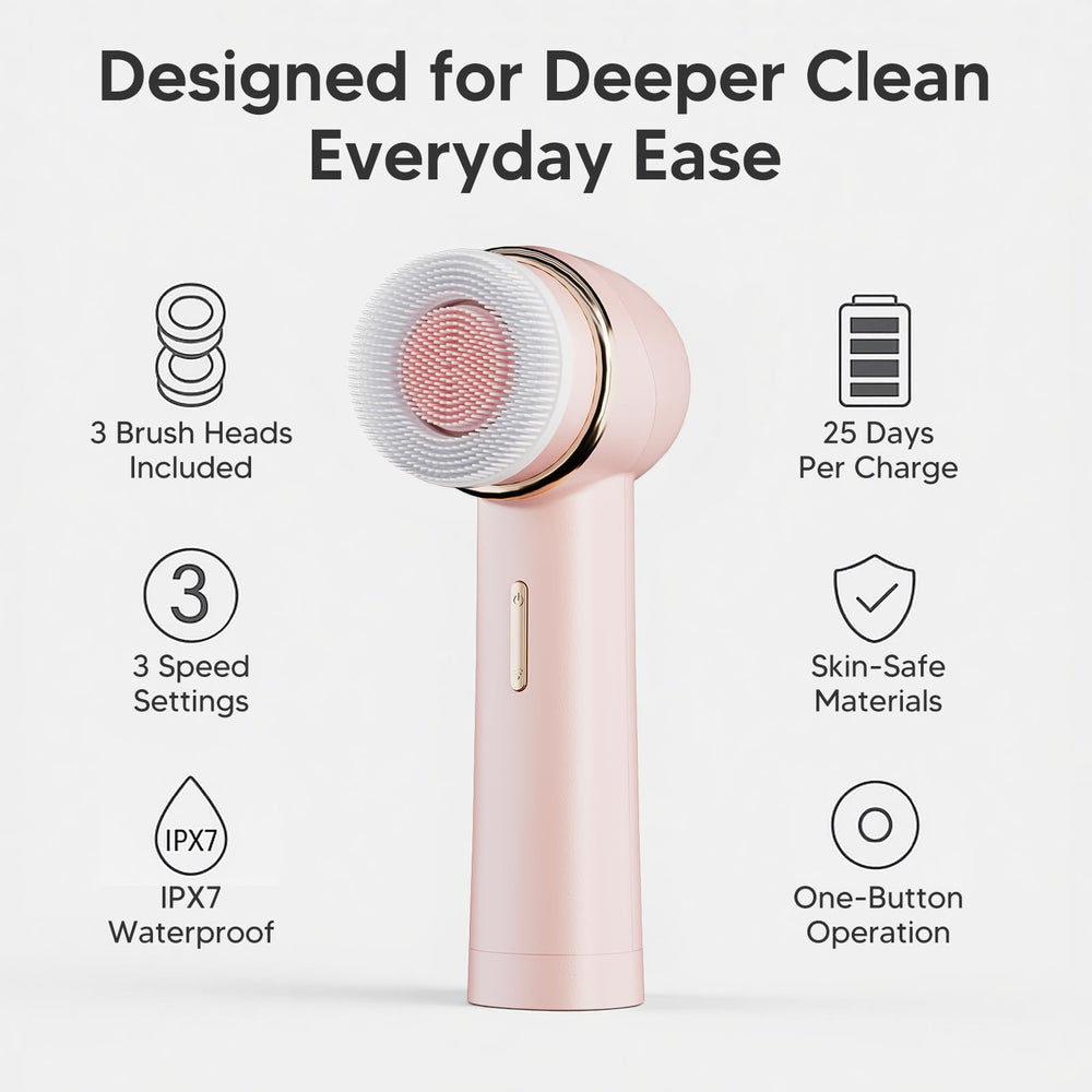 afeioft teen cleansing brush bidirectional rotation in action for deeper cleanse without harsh scrubbing.