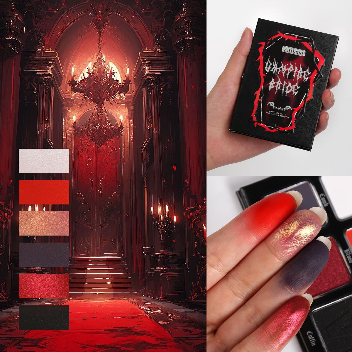Afflano gothic eye-art swatches show versatile shade range