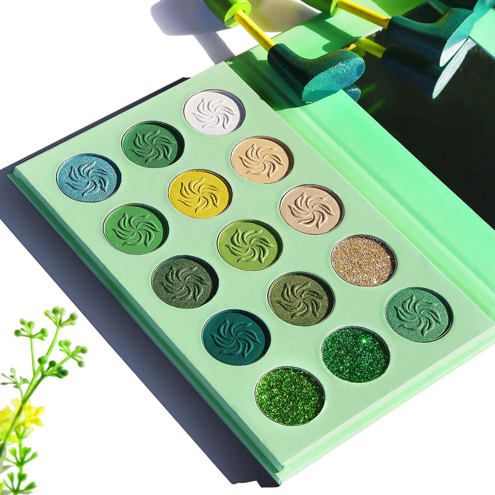 Afflano green eyeshadow palette glitter swatches reveal festive glow and texture.