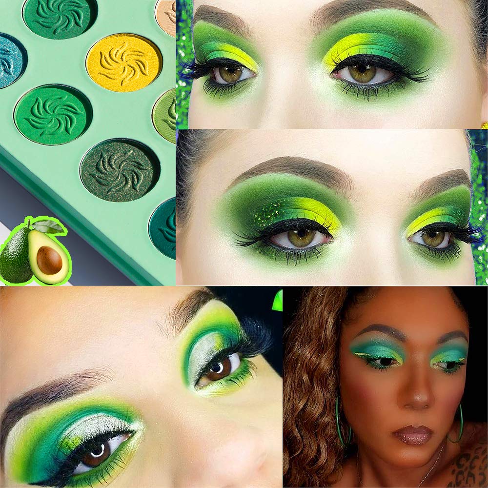 Afflano green eyeshadow palette travel-friendly case with mirrored lid for on-the-go touch-ups.