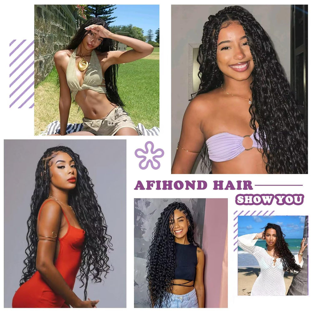 Afihond versatile braids collection image demonstrates multiple Boho styles and durability.