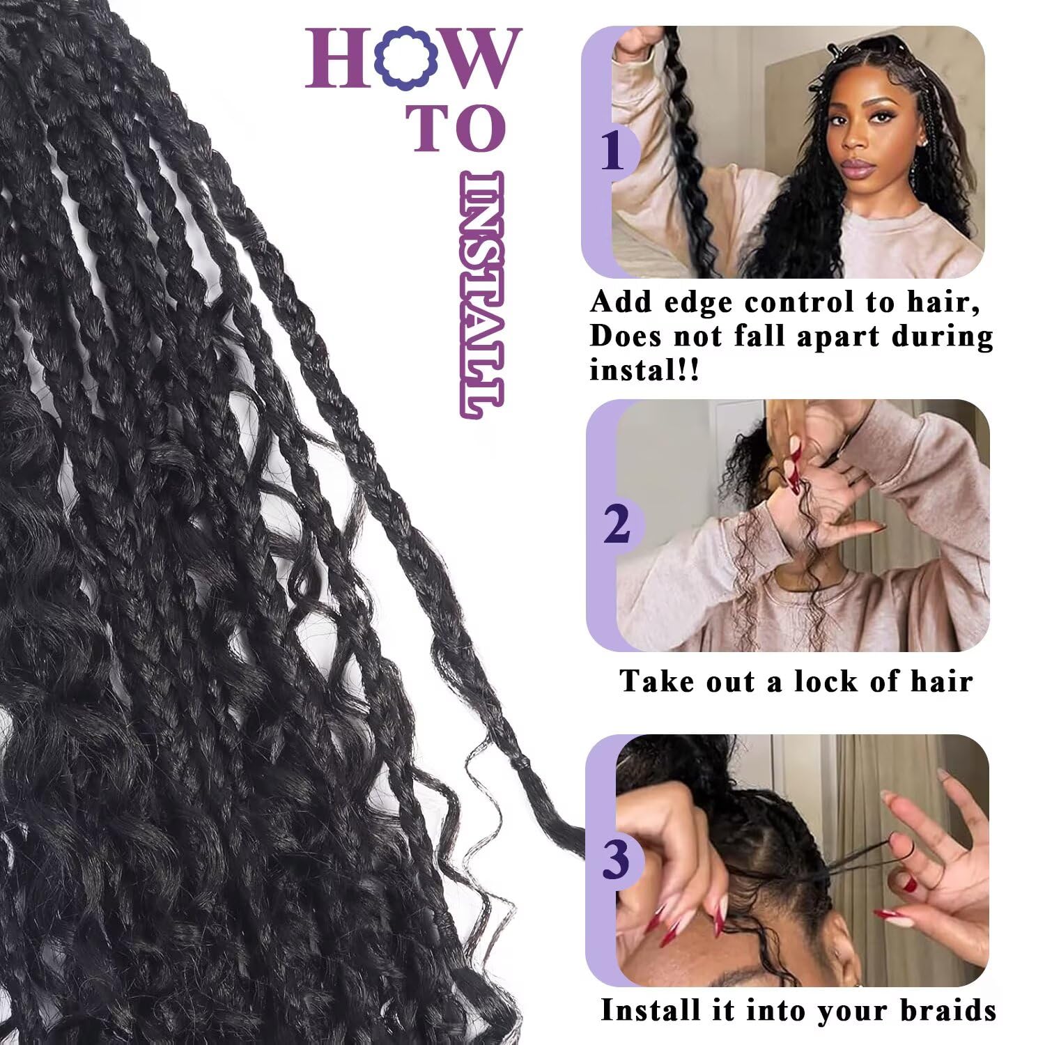 Afihond wet and wavy hair for natural-looking, drapey braid styles.