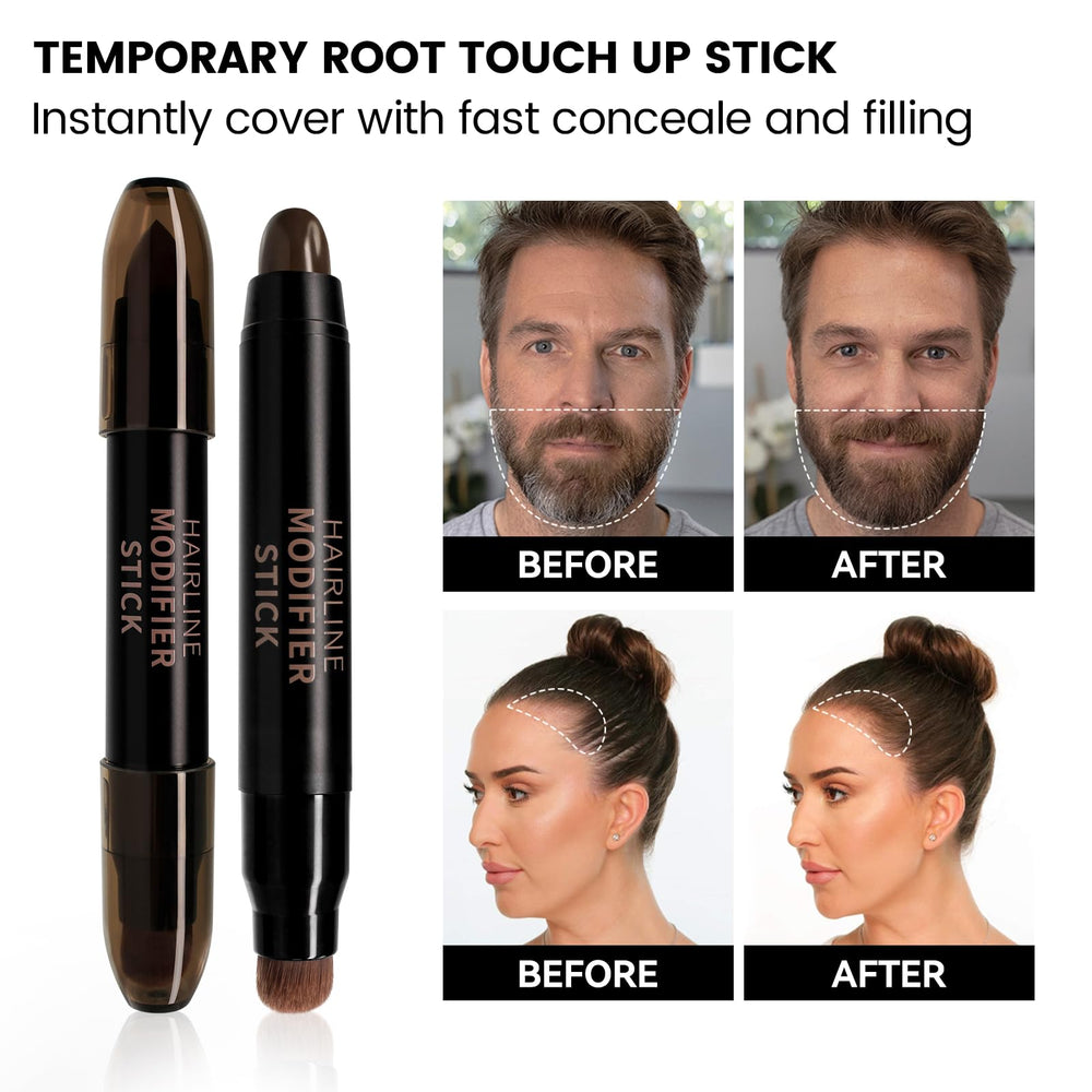 AfmiCat root touch up stick dark brown shade blending into existing hair