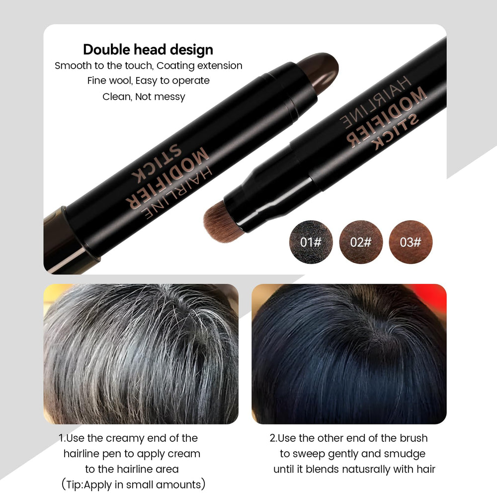 AfmiCat root touch up stick hairline shot highlighting grey hair coverage