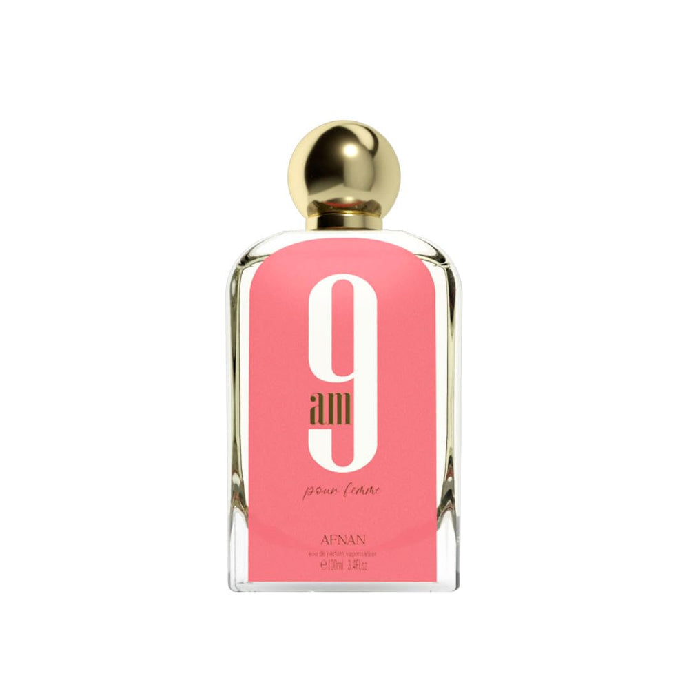 Afnan 9 AM Pour Femme bottle-front offers an energizing citrus-first impression