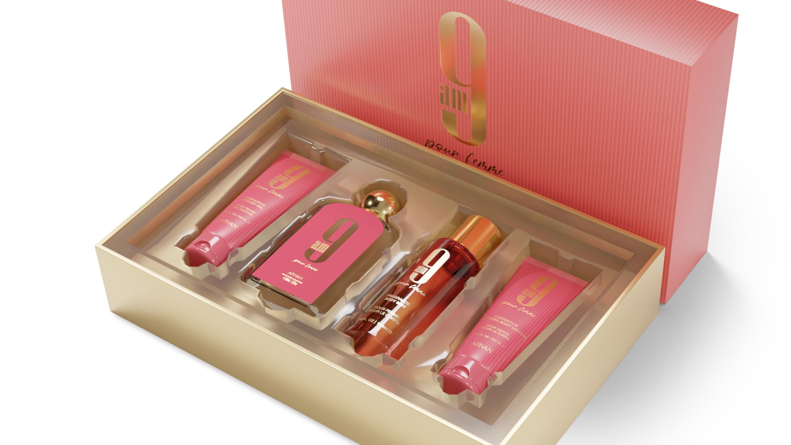 Afnan 9 AM Pour Femme shower gel tube delivering a gentle, refreshing cleanse