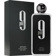 Afnan 9 PM Rebel packaging closeup showcasing sleek box and bottle