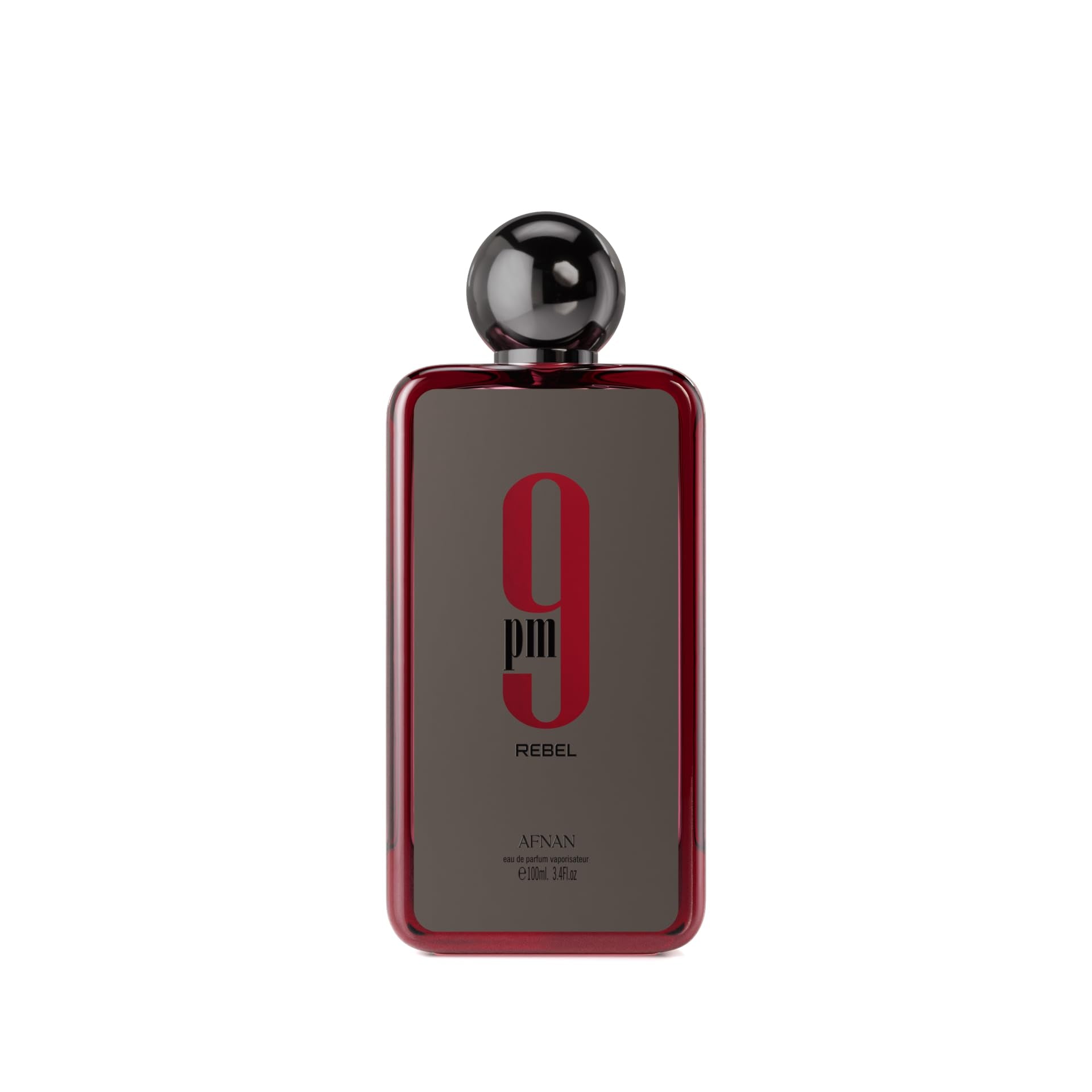 Afnan 9 PM Rebel bottle front shows a refined, versatile fragrance for daily wear.