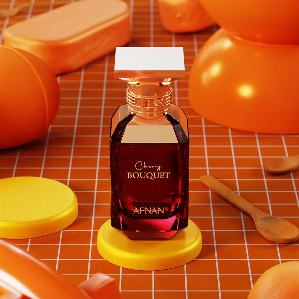 Afnan Cherry Bouquet EDP packaging evokes modern luxury.