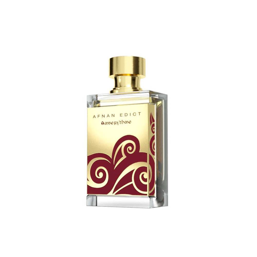 Afnan Edict Amberythme 2.7 oz bottle close-up, premium craftsmanship