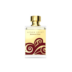 Afnan Edict Amberythme bottle on display for warm amber fragrance experience