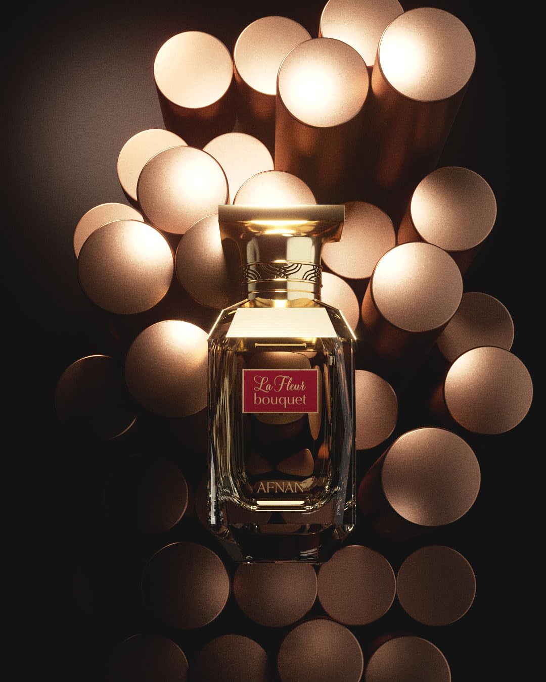 Afnan La Fleur Bouquet mid-notes Peach image hints at sweet inviting warmth