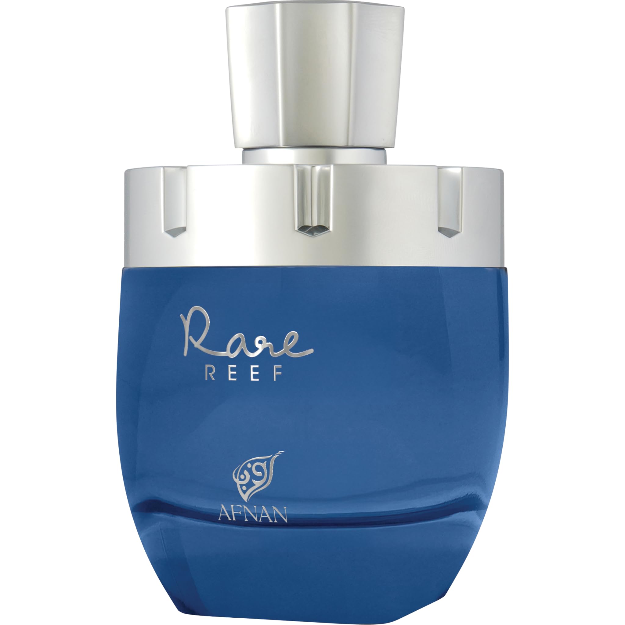 Afnan Rare Reef spray action captured mid-application, suggesting long-lasting scent potential.