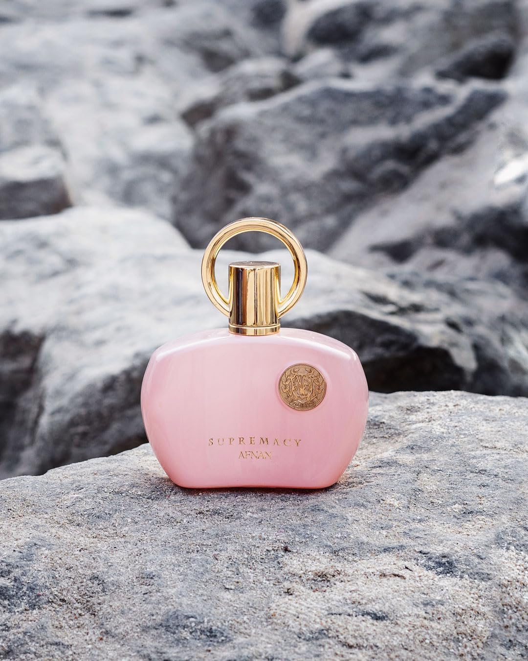 Afnan Supremacy Pink bottle-angle shows fresh wearable fragrance