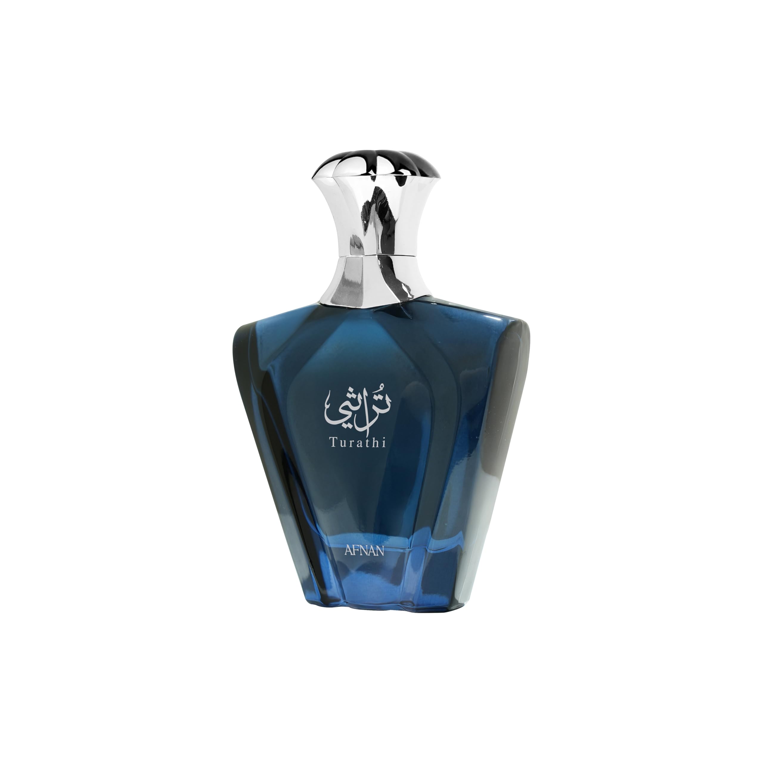 Afnan Turathi Blue heart notes amber and woody evoke warm sophistication.