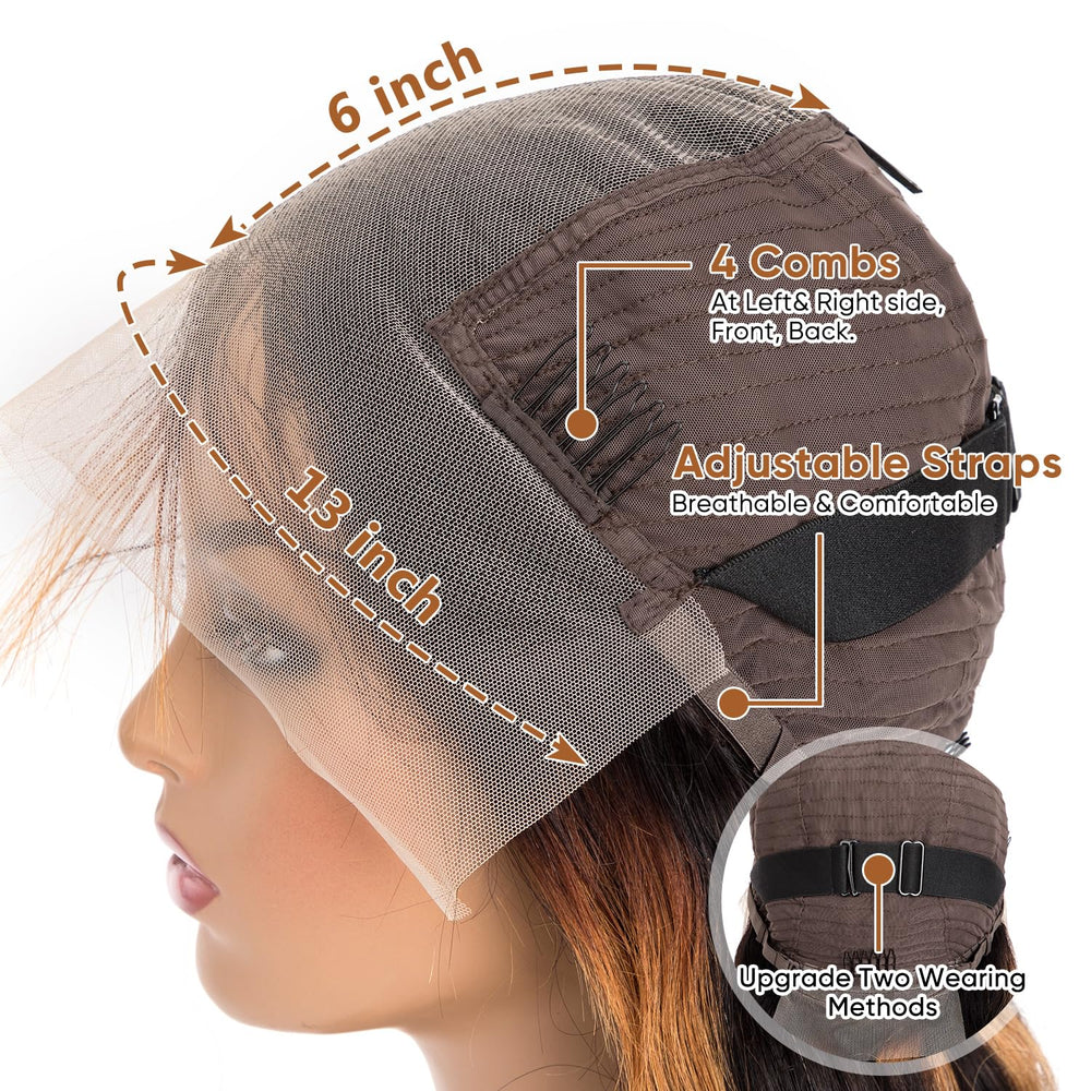Afribye 30-inch highlight ombre lace-front wig made of 100% human hair