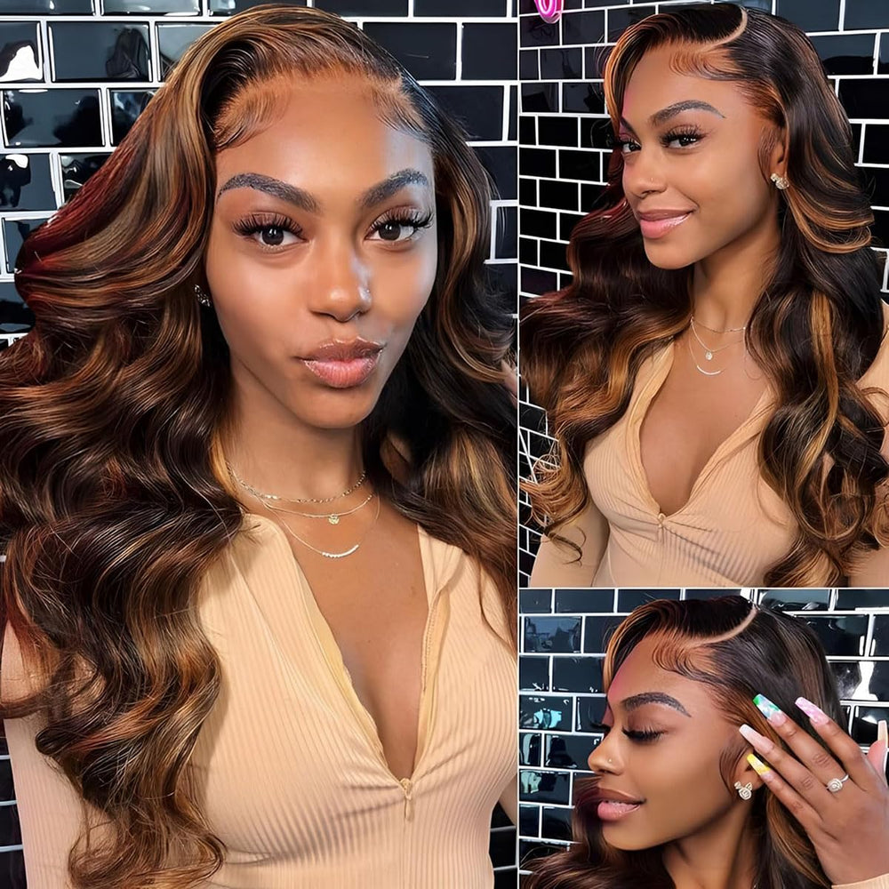 Afribye 30-inch highlight ombre lace-front wig cap with adjustable strap and four combs