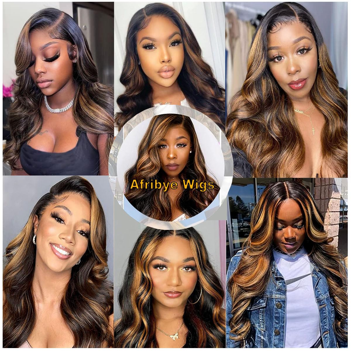 Afribye 30-inch highlight ombre lace-front wig suitable for daily wear and events