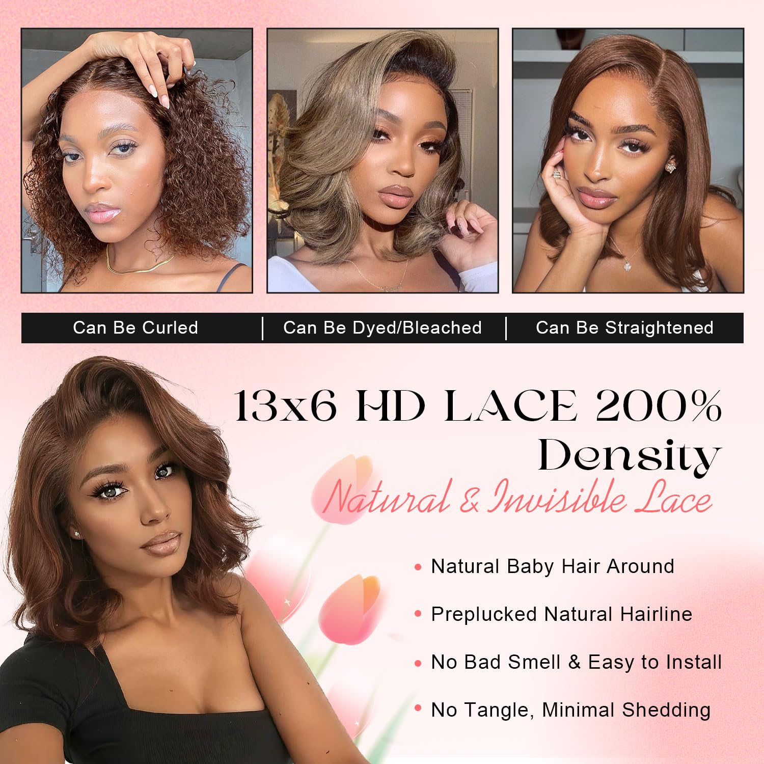 Afribye pre-plucked hairline lace front offering easy wear and realistic edge.