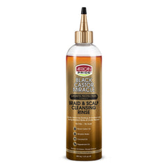 African Pride Black Castor Miracle Braid Rinse bottle for scalp cleansing.
