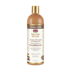 African Pride Moisture Miracle bottle-front shows sulfate-free conditioning for natural coils.