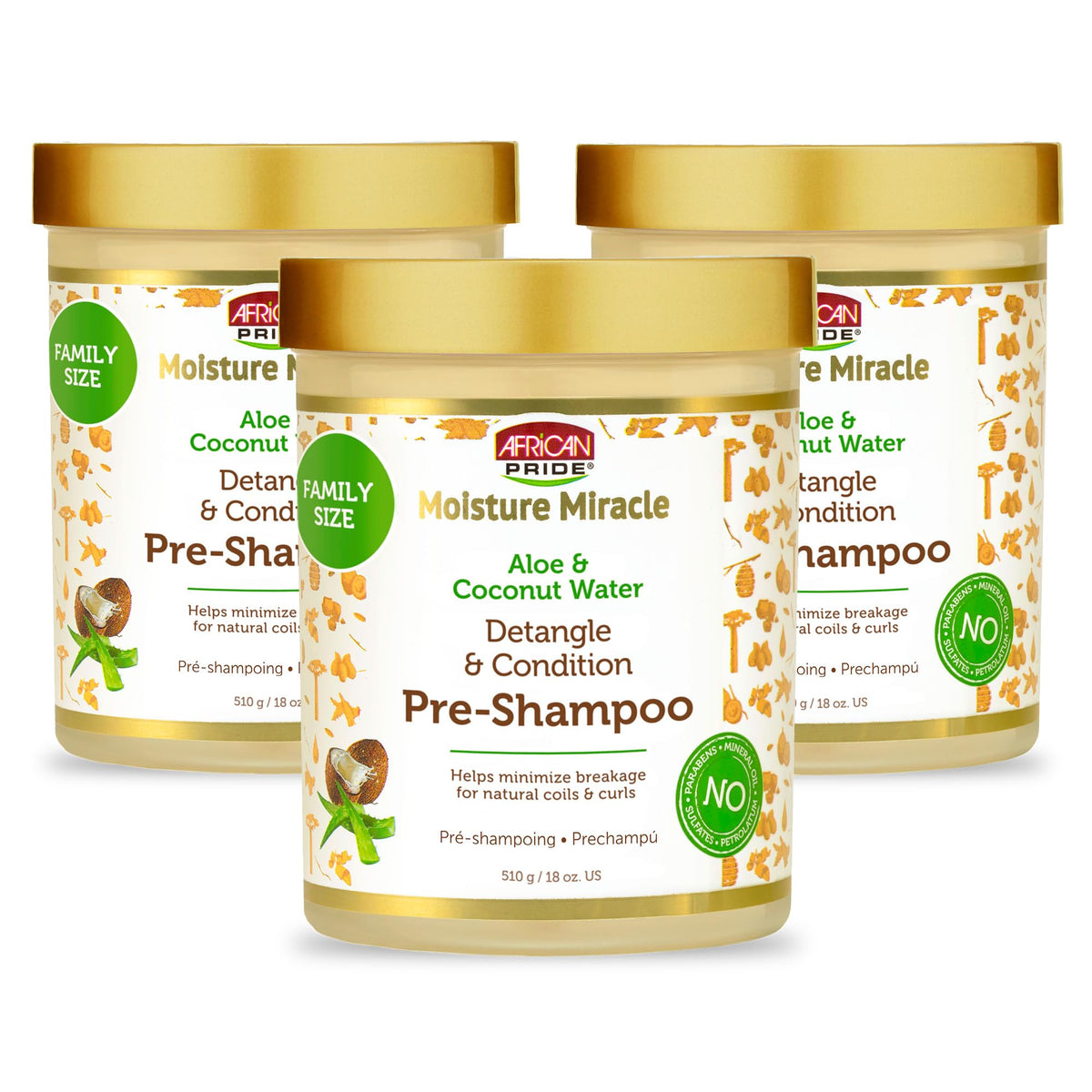 African Pride Moisture Miracle detangler bottle showing product label and slip-ready formula.