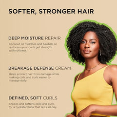 African Pride Moisture Miracle Leave-In bottle closeup shows creamy texture for easy detangling.