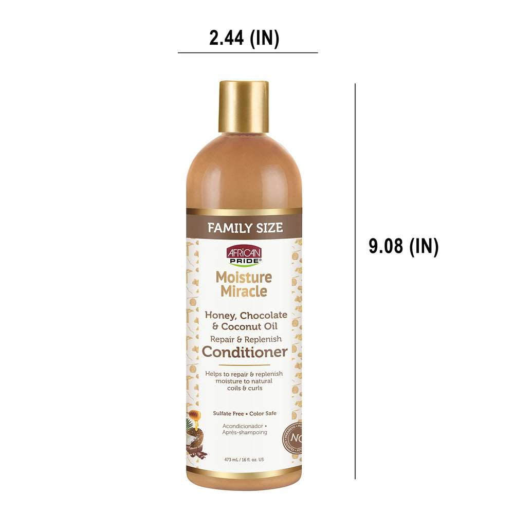 African Pride Moisture Miracle shine-glossy-look highlights vibrant, healthy-looking curls.