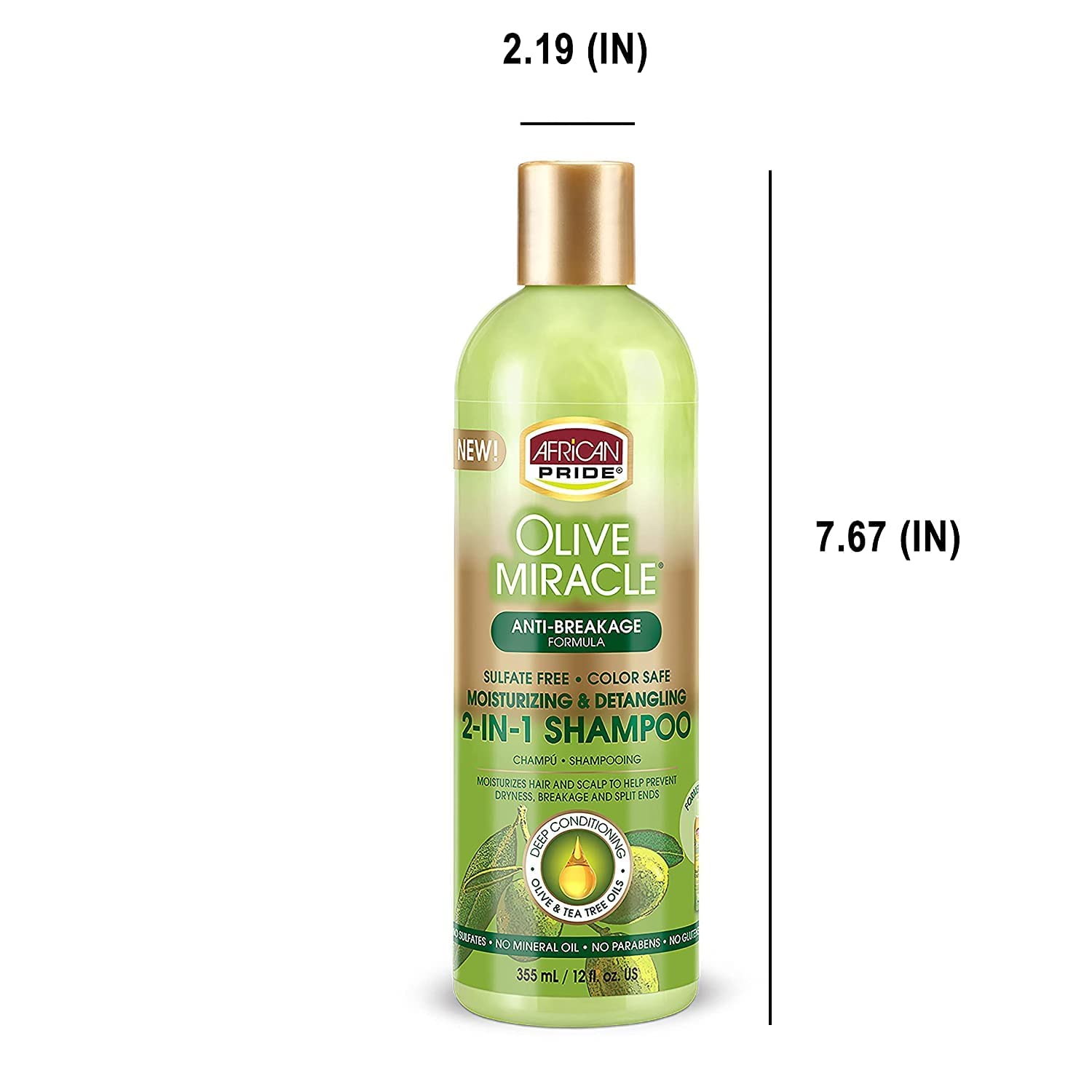 African Pride Olive Miracle 2-in-1 packaging closeup design