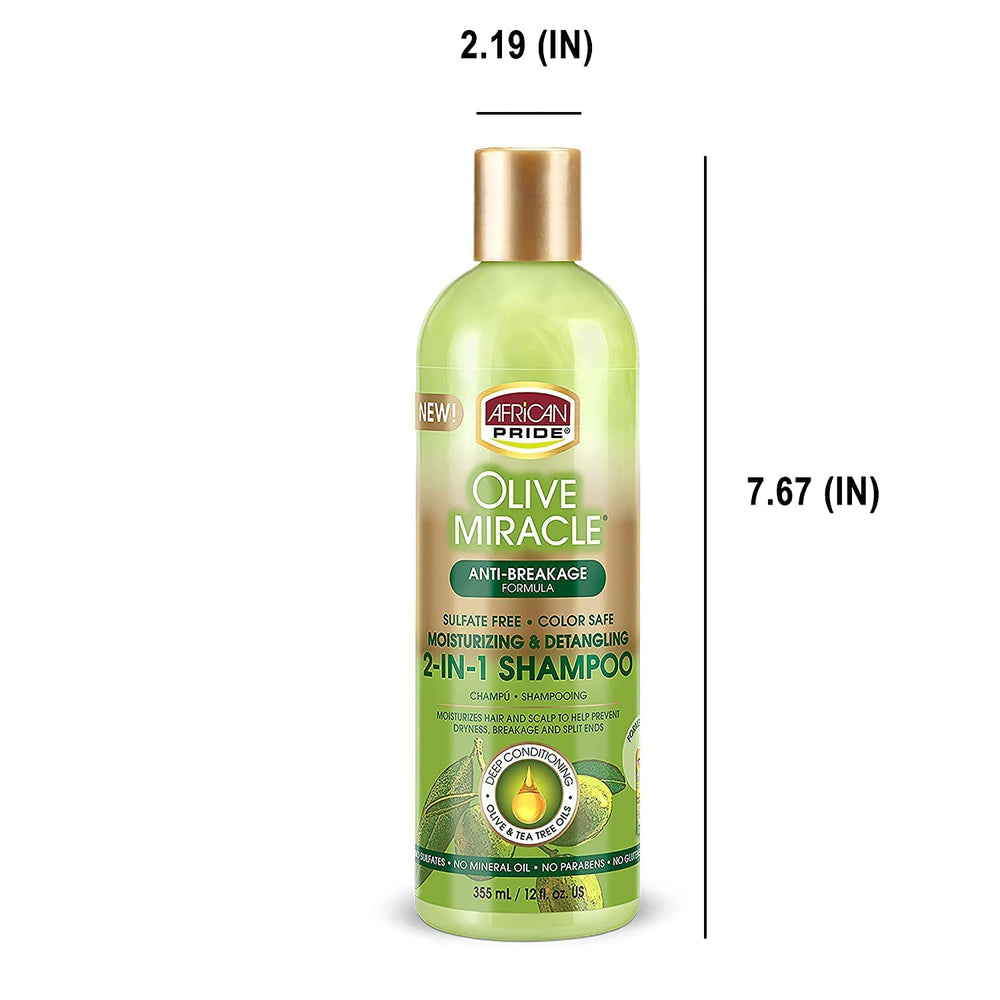 African Pride Olive Miracle 2-in-1 packaging closeup design