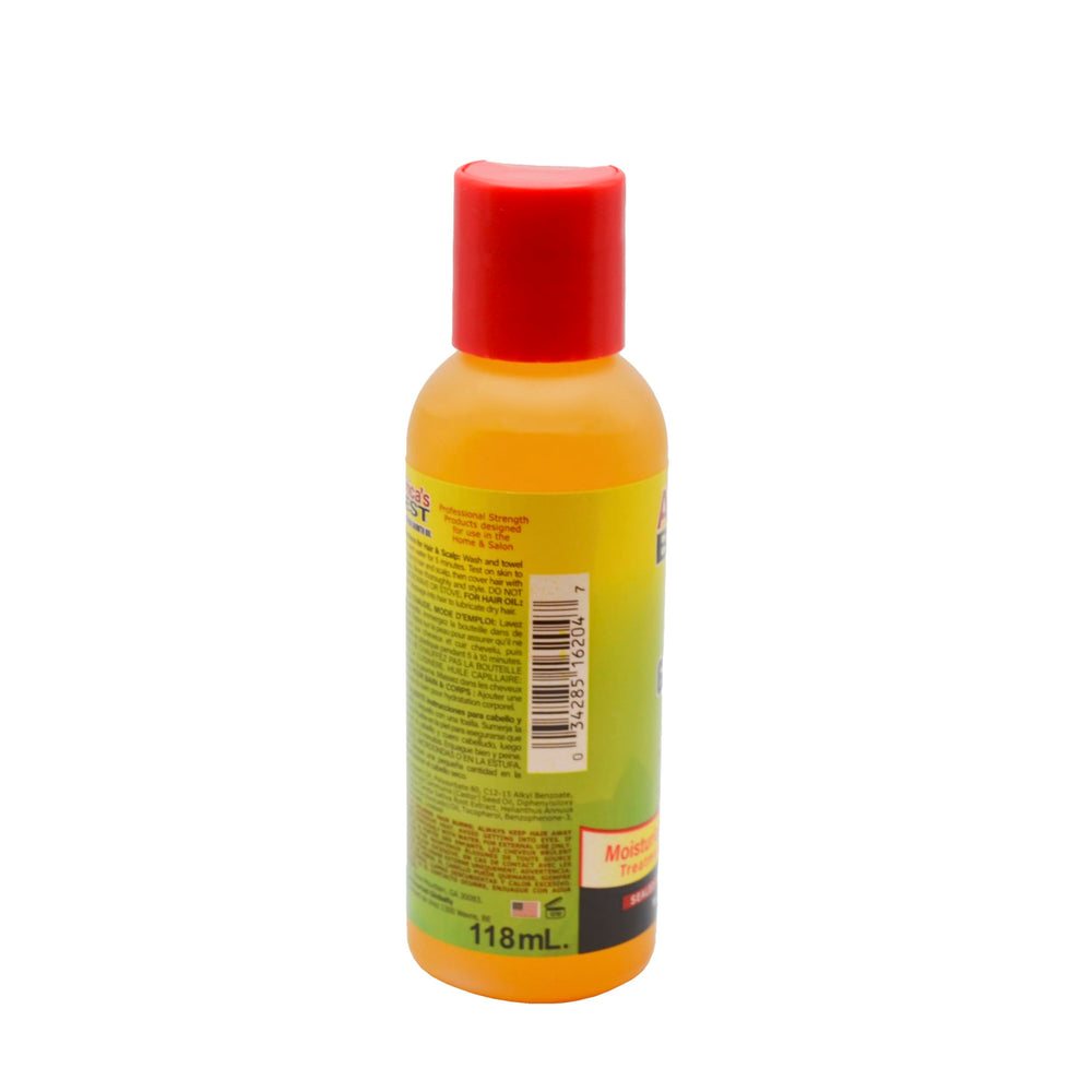 Africa's Best Jamaican Black Castor Growth Oil on vanity, promotes healthy-looking hair