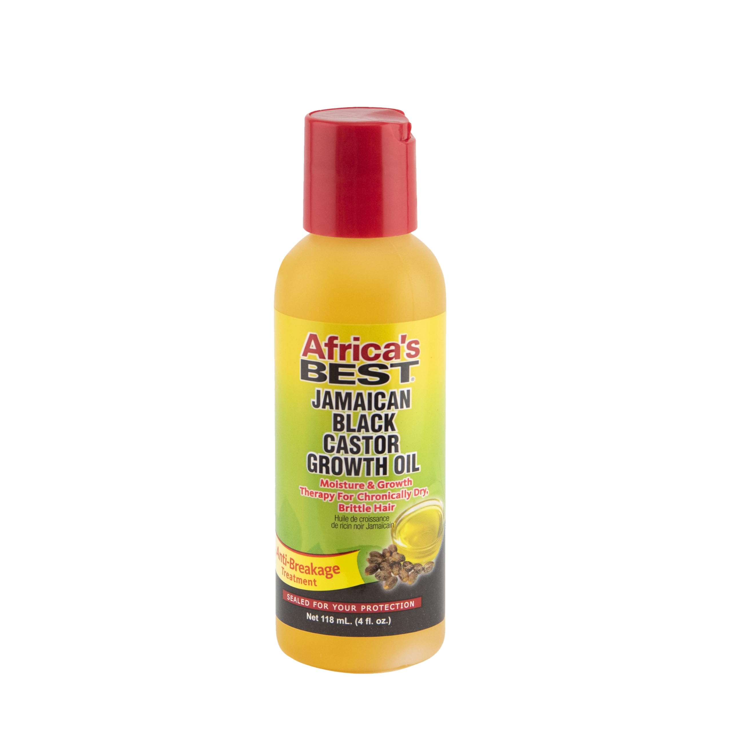 Africa's Best Jamaican Black Castor Growth Oil bottle highlighting rich nutrients for hair moisture