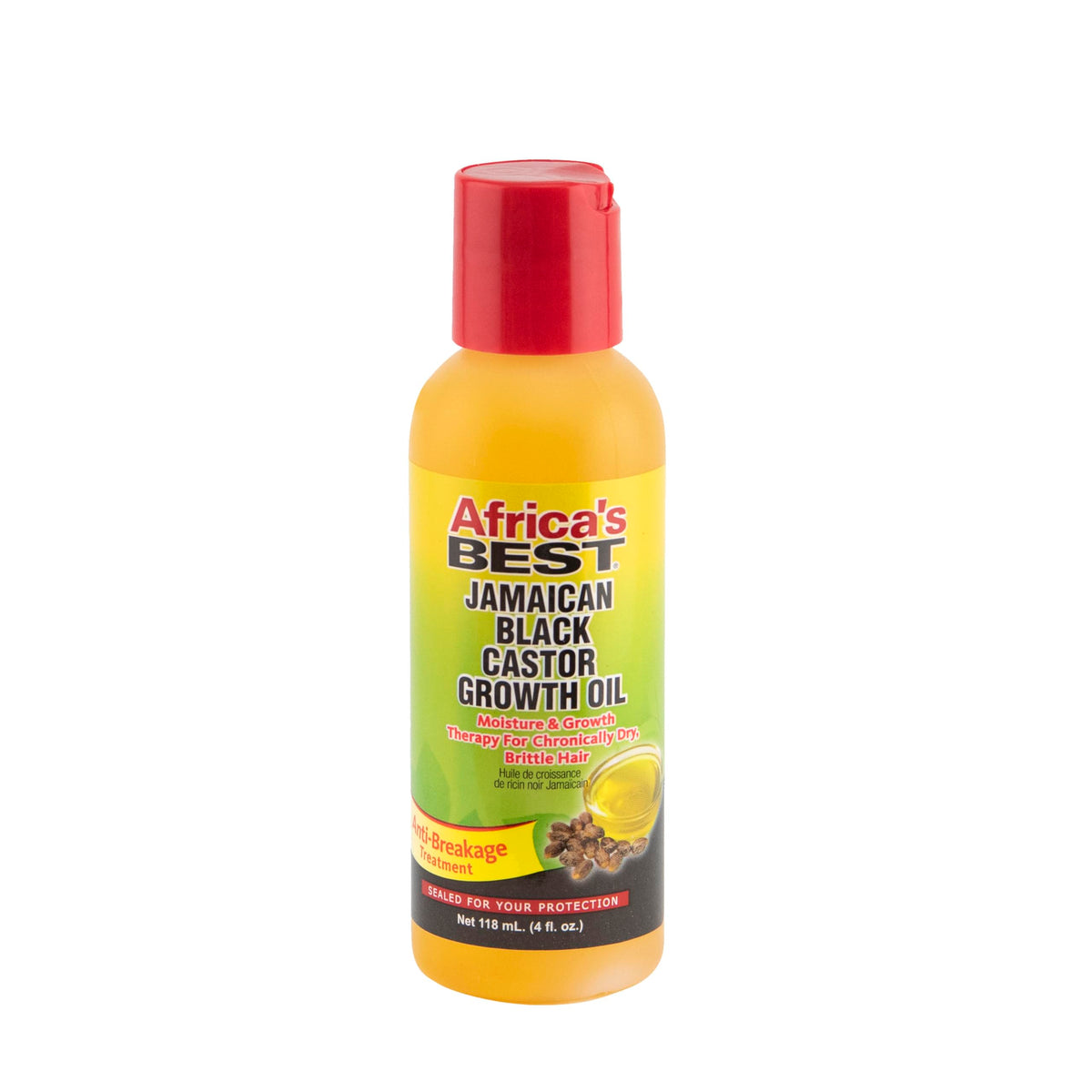 Africa's Best Jamaican Black Castor Growth Oil bottle highlighting rich nutrients for hair moisture