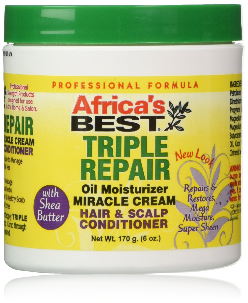 Africa's Best Triple Repair Oil Moisturizer bottle pour shows easy, mess-free application for daily hair care.
