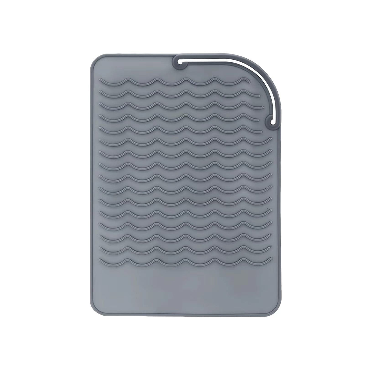 AFT90 heat resistant mat wraps curling iron to protect countertops from heat.