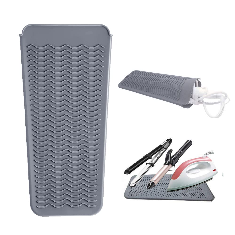 AFT90 heat-resistant silicone mat pouch holds a curling iron on the counter