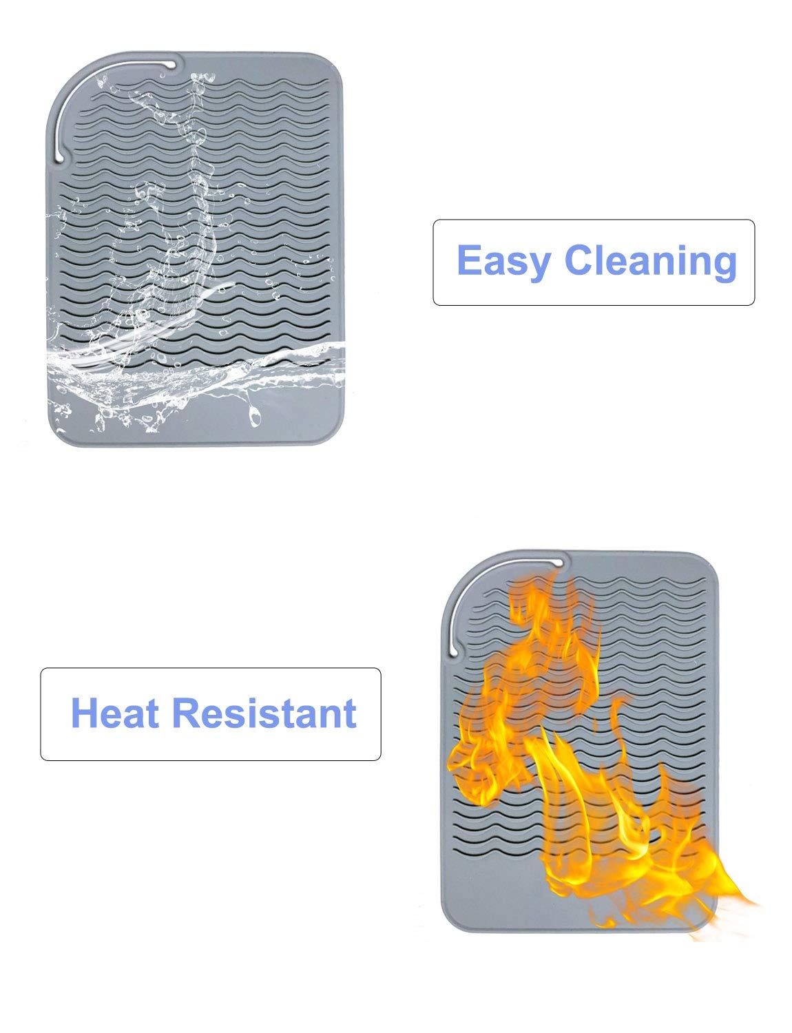 AFT90 silicone mat demonstrates counter protection during hot tool use.