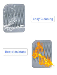 AFT90 silicone mat demonstrates counter protection during hot tool use.