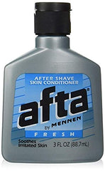 Afta After Shave Skin Conditioner bottle that soothes irritated skin after shaving.