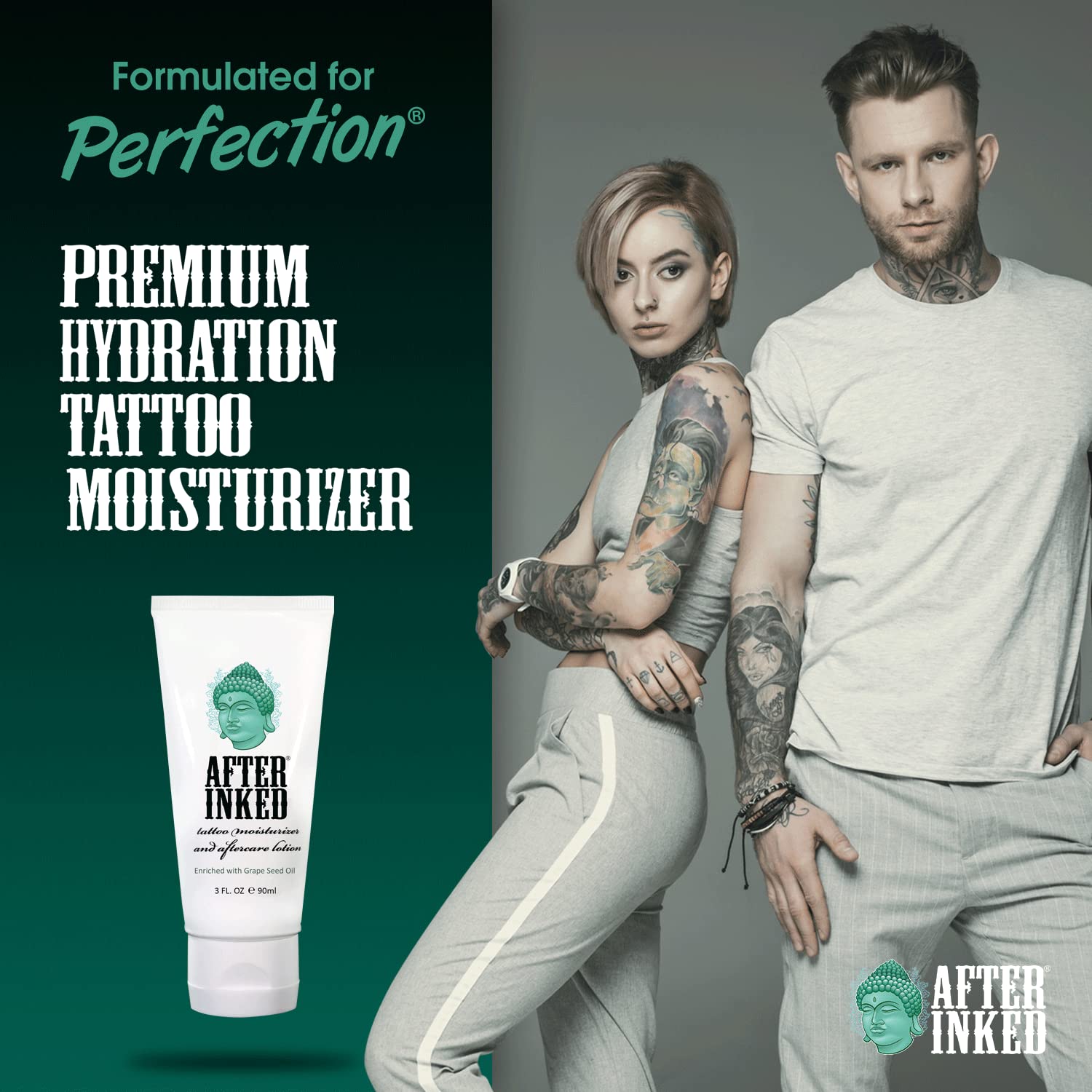 After Inked lotion application close-up showing smooth daily-use application
