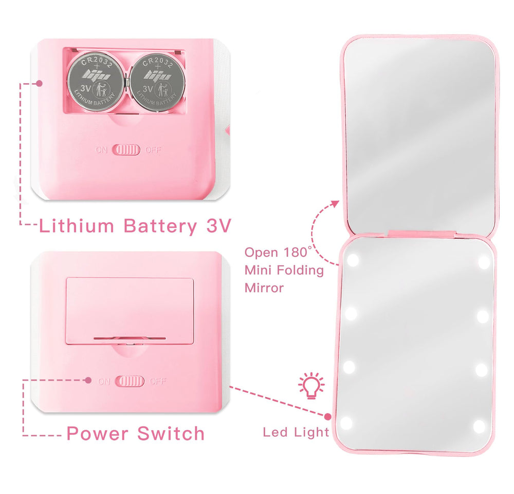 Aganmi lightweight LED pocket mirror fits purses.