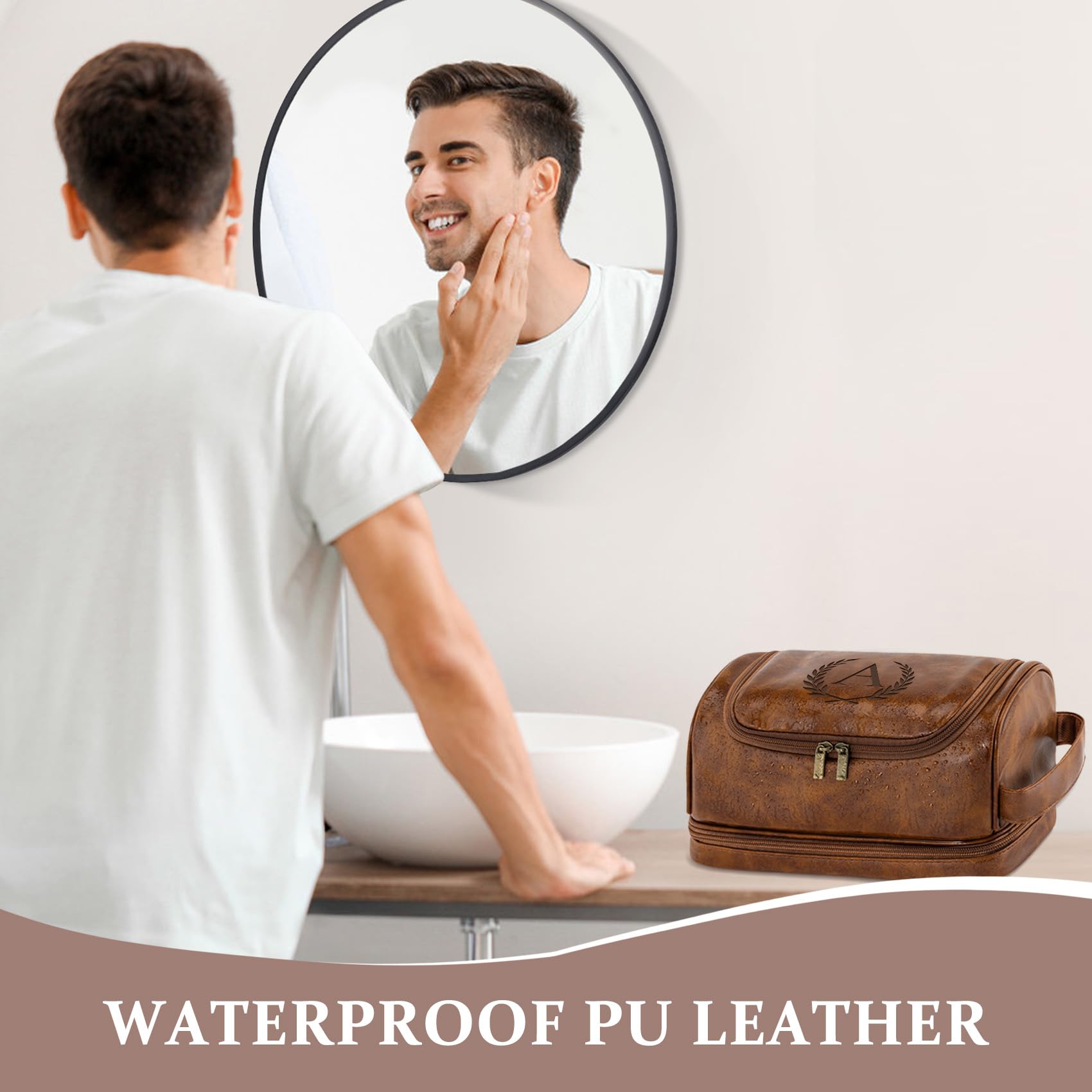 Aganmi toiletry bag interior compartments organize toothbrushes, toothpaste, and grooming items.